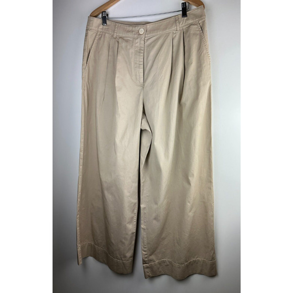 NWT LOFT 2024 Poplin Super Wide Leg Pants Toasted Beige Tan Khaki Womens Size 14 - Picture 2 of 11